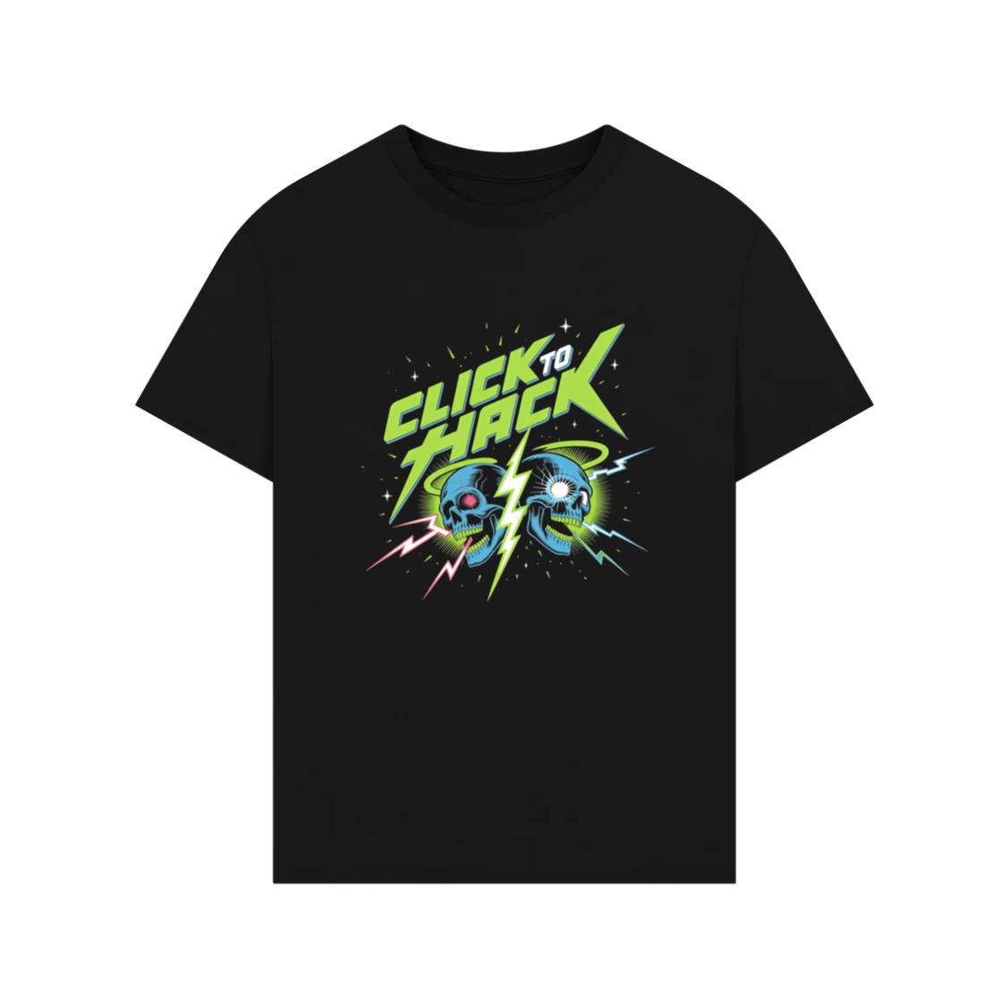 Click to Hack Skull Cyberpunk Neon Design T-Shirt
