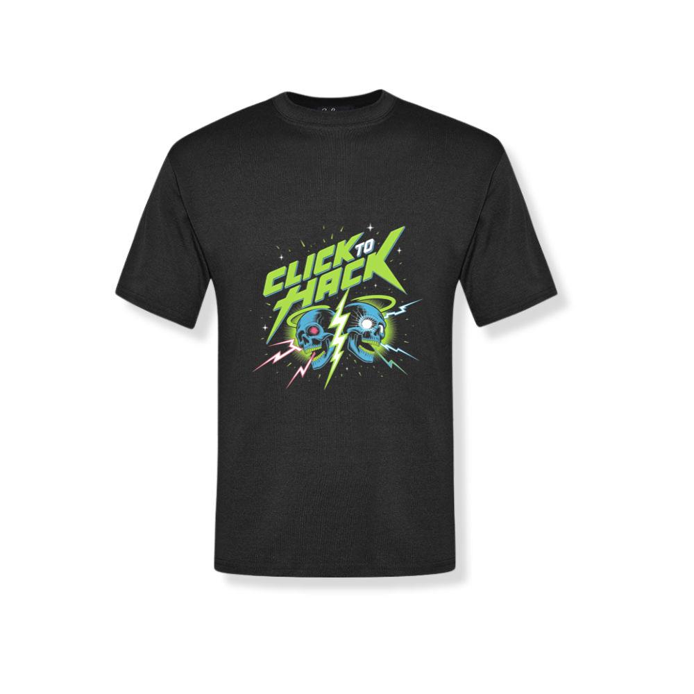 Click to Hack Skull Cyberpunk Neon Design T-Shirt