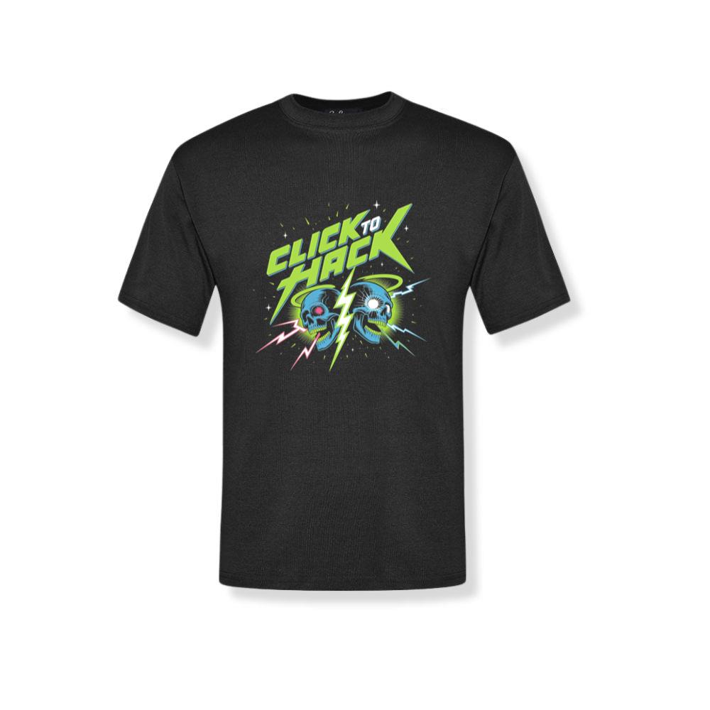Click to Hack Skull Cyberpunk Neon Design T-Shirt