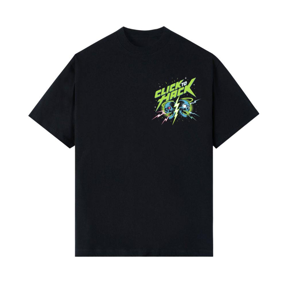 Click to Hack Skull Cyberpunk Neon Design T-Shirts
