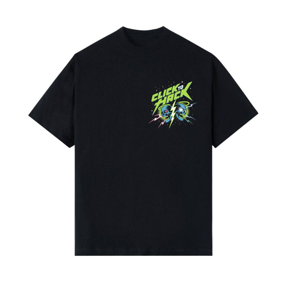 Click to Hack Skull Cyberpunk Neon Design T-Shirts
