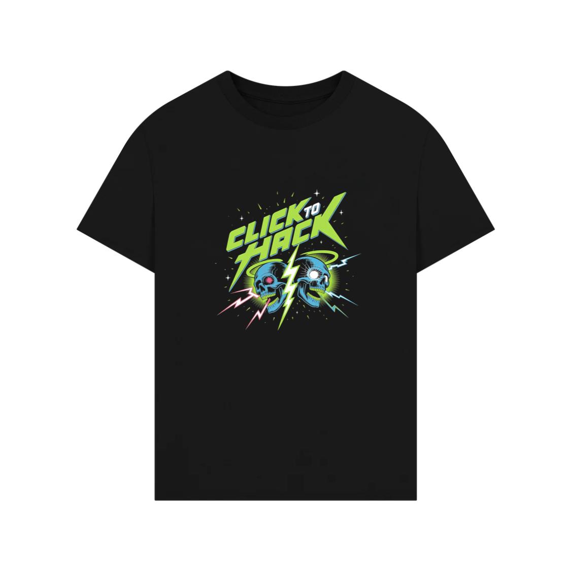 Click to Hack Skull Cyberpunk Neon Design T-Shirts