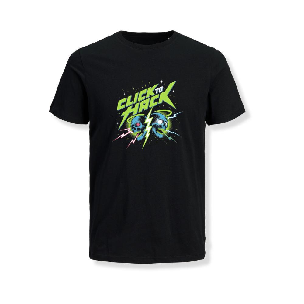 Click to Hack Skull Cyberpunk Neon Design T-Shirts