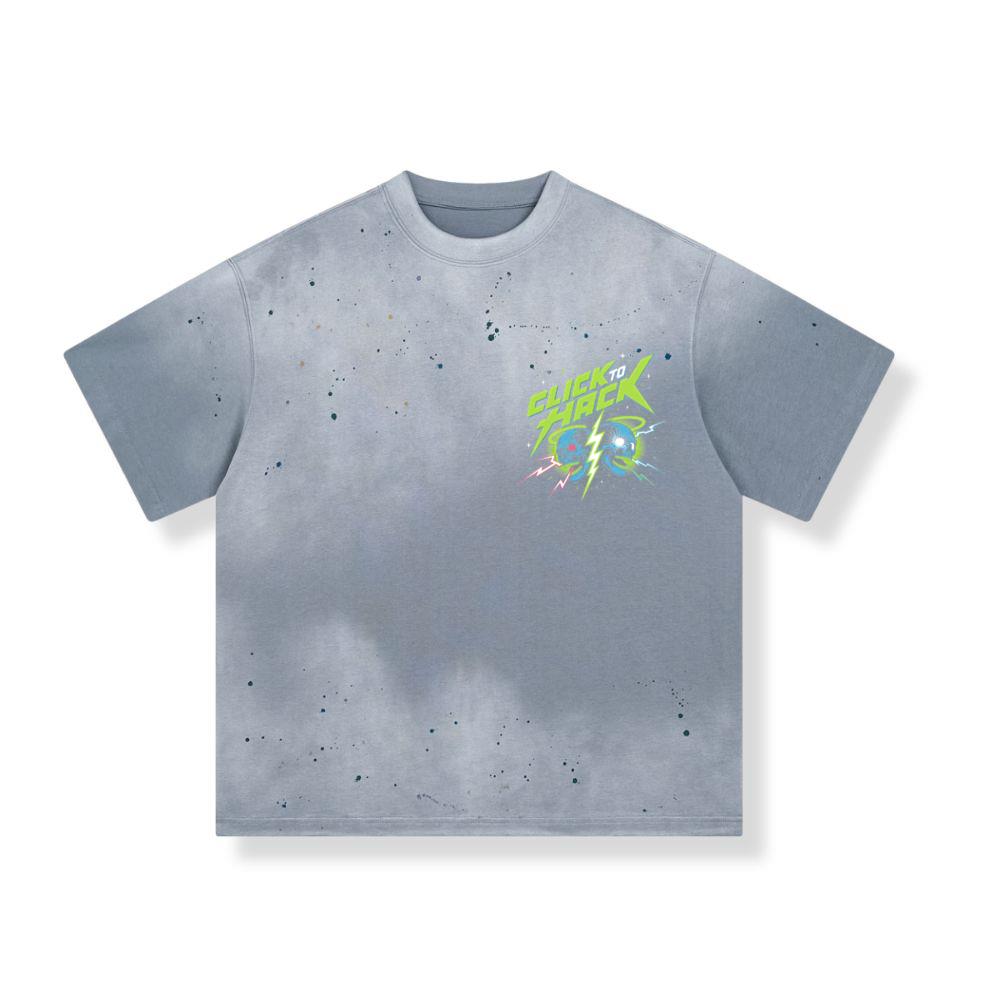 Click to Hack Skull Cyberpunk Neon Design T-Shirts