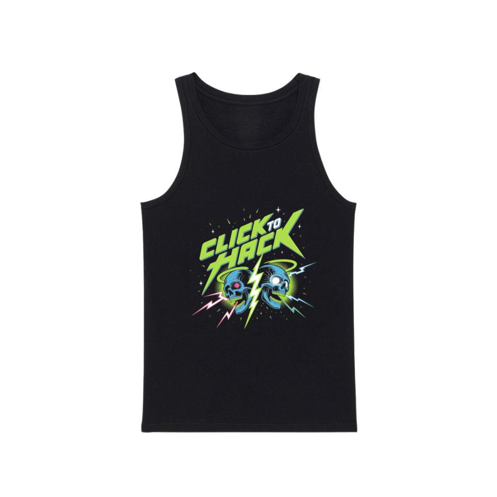 Click to Hack Skull Cyberpunk Neon Design Tank Top