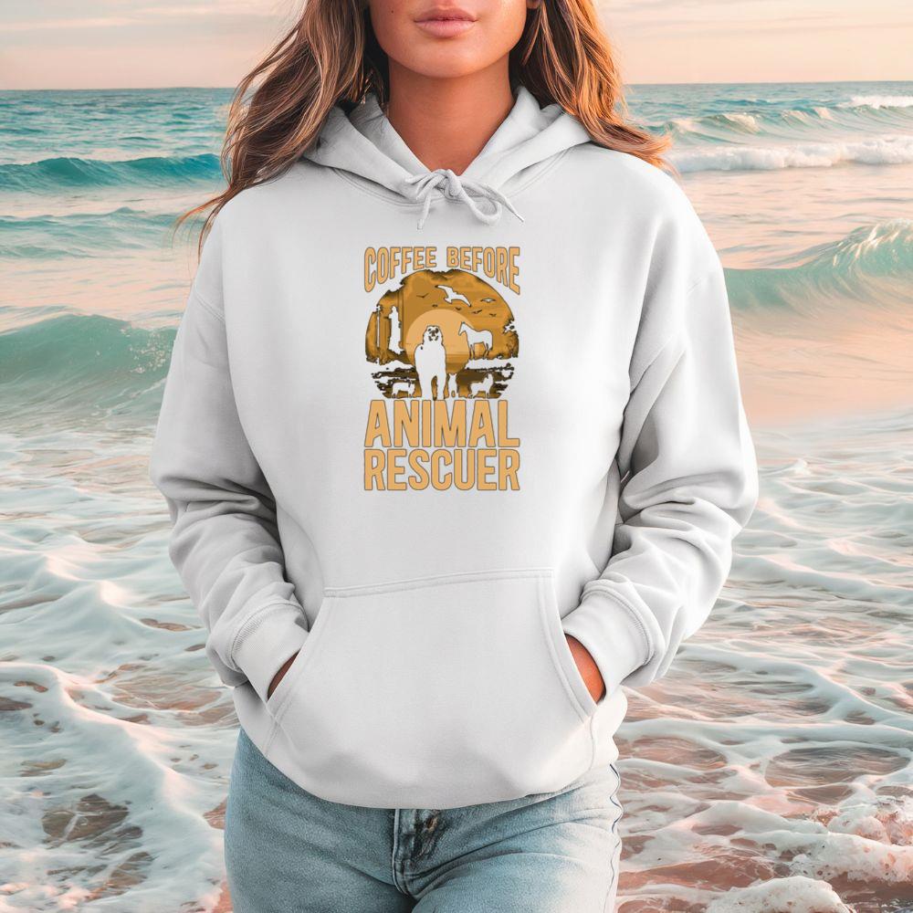 Coffee Before Animal Rescue Funny Dog Cat Lover Gift Hoodie
