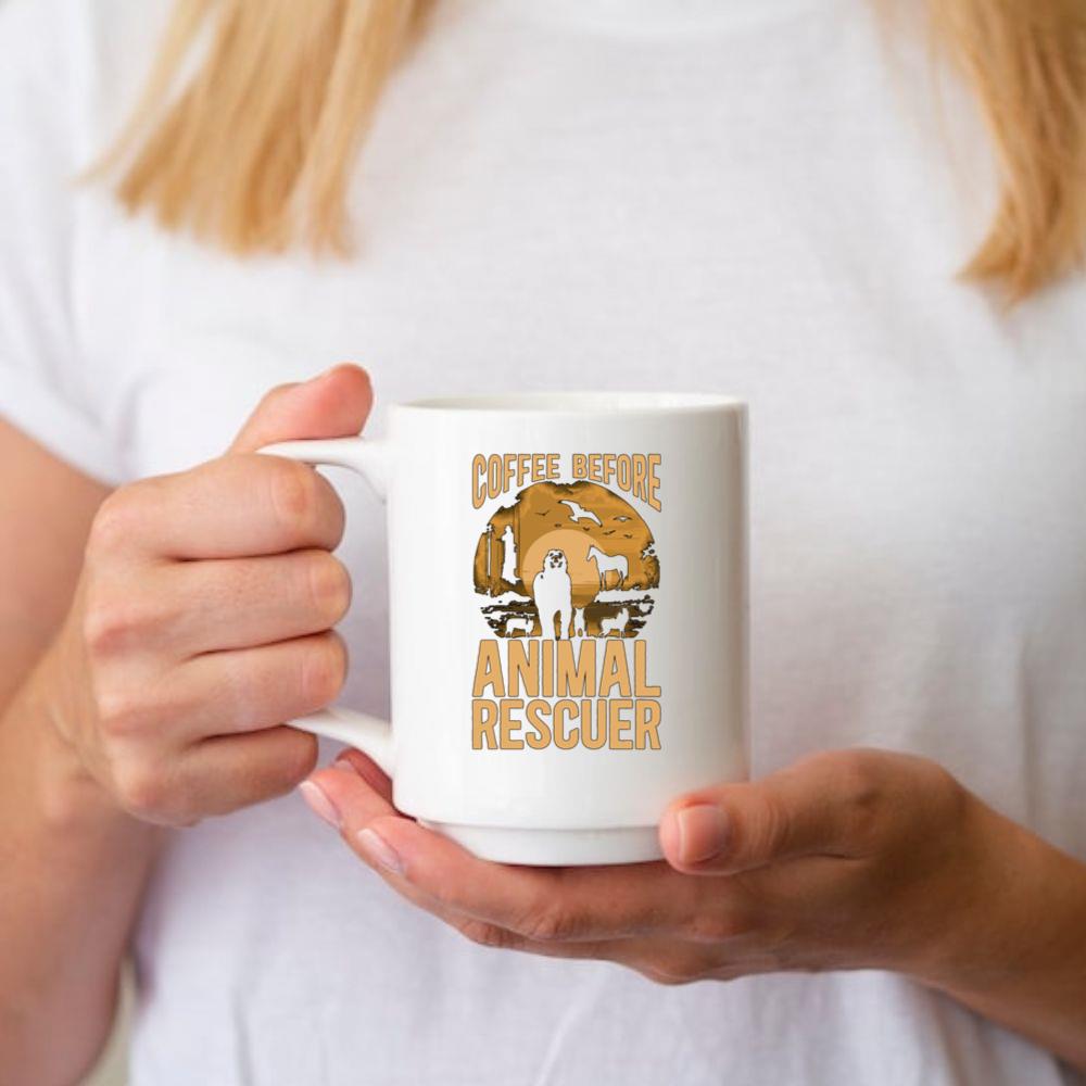 Coffee Before Animal Rescue Funny Dog Cat Lover Gift Mug