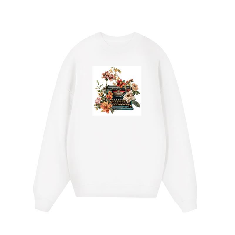 Colorful Blooms on Vintage Typewriter Sweatshirts