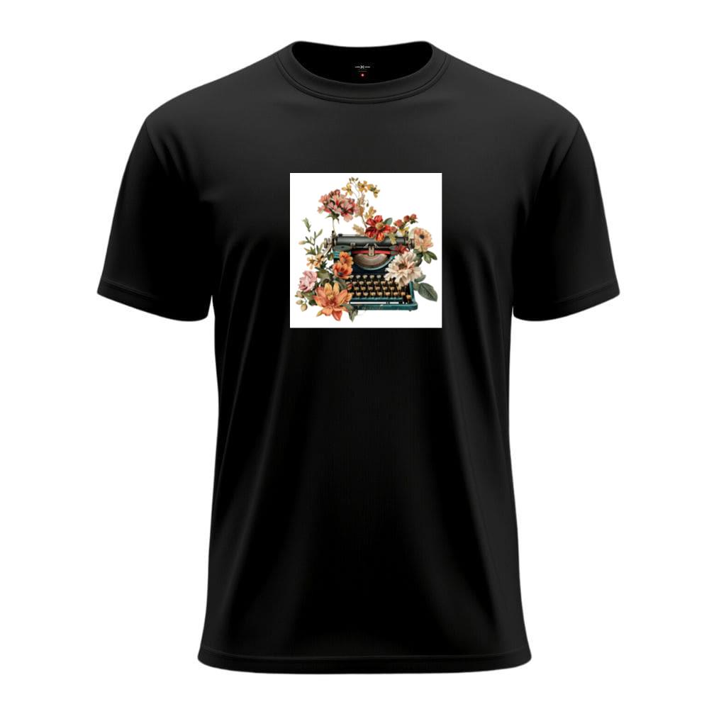 Colorful Blooms on Vintage Typewriter T-Shirts