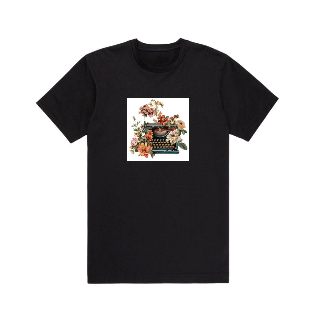Colorful Blooms on Vintage Typewriter T-Shirts