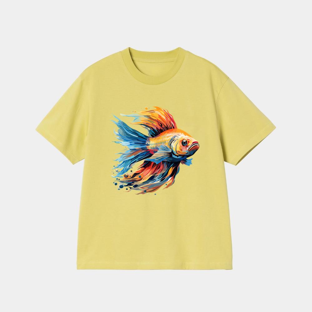Colorful Flowing Cartoon Fish T-Shirt - Image 3