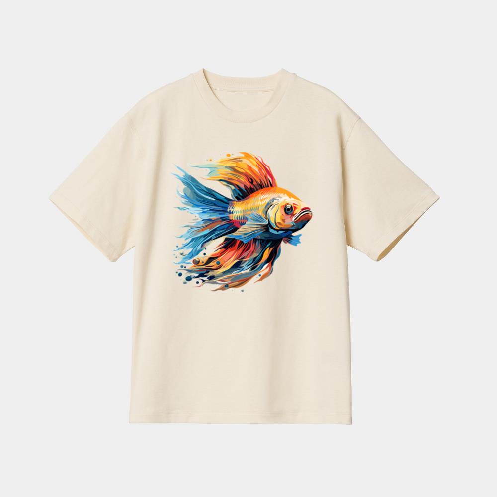 Colorful Flowing Cartoon Fish T-Shirt - Image 4