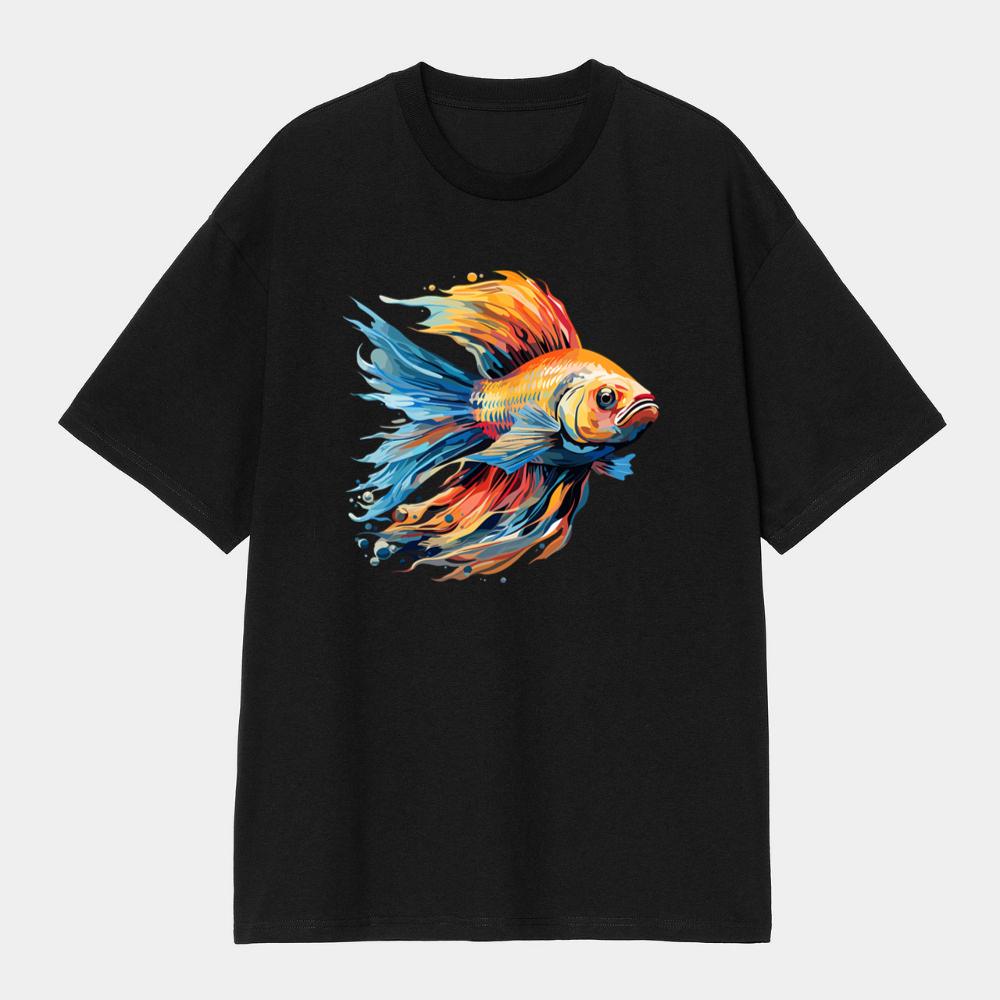 Colorful Flowing Cartoon Fish T-Shirts