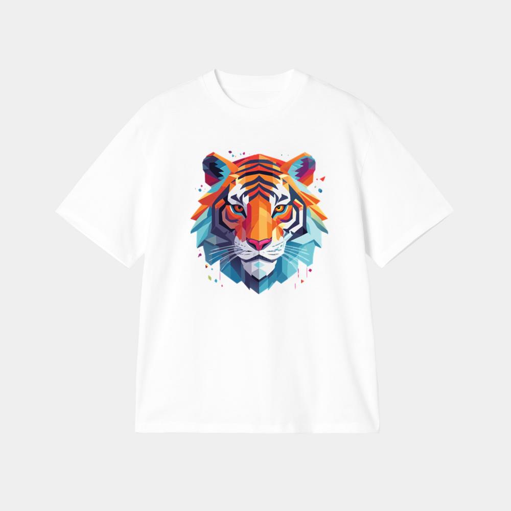 Colorful Geometric Tiger Face T-Shirt