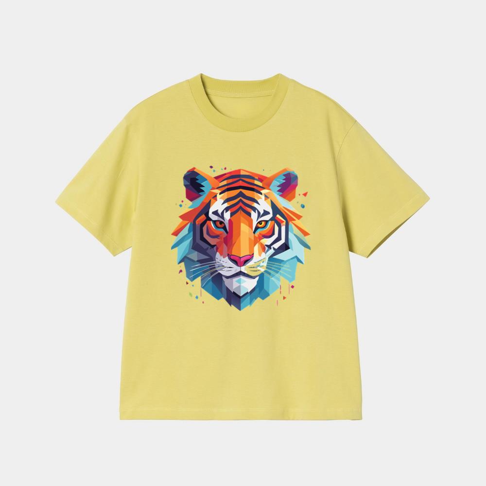 Colorful Geometric Tiger Face T-Shirt - Image 3