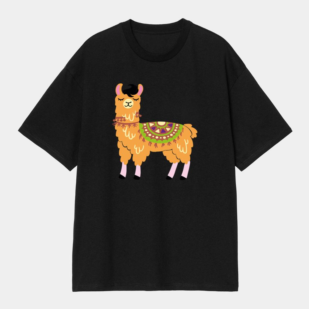 Colorful Llama Standing Still T-Shirts