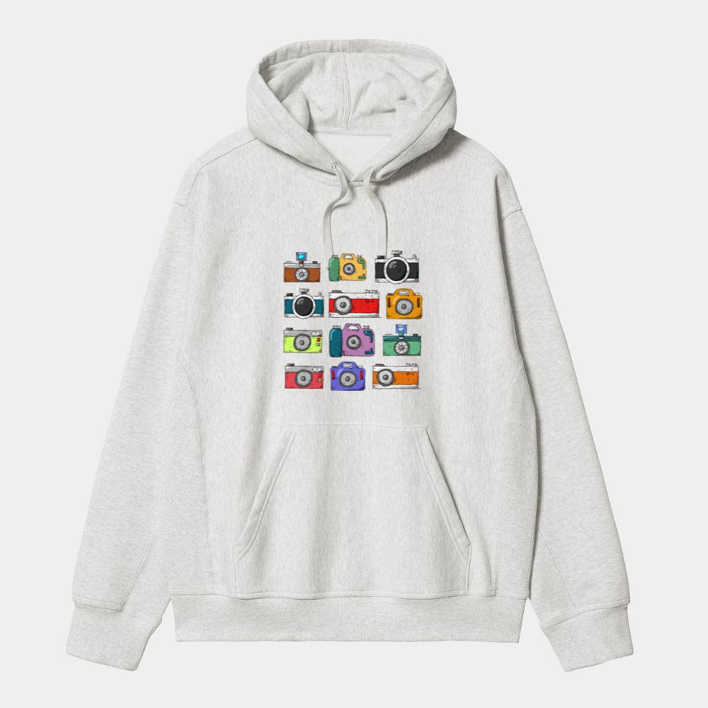 Colorful Vintage Cartoon Cameras Set Hoodie