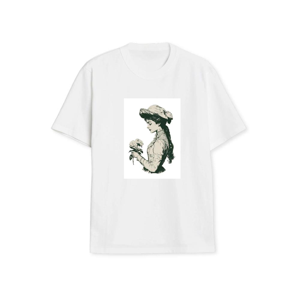 Contemplative Woman with Roses T-Shirts