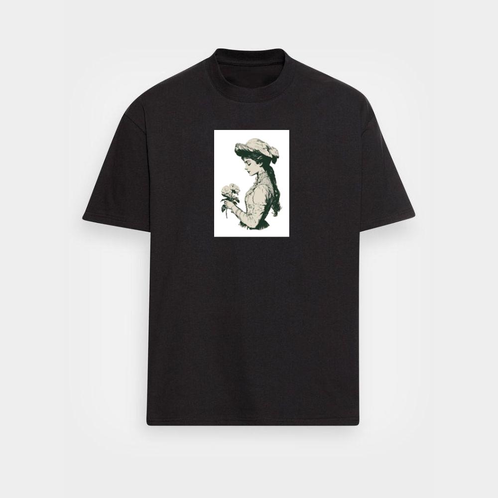 Contemplative Woman with Roses T-Shirts