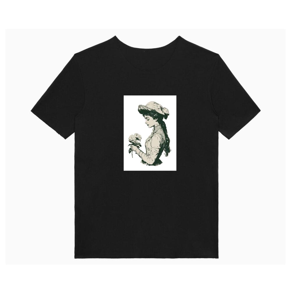 Contemplative Woman with Roses T-Shirts