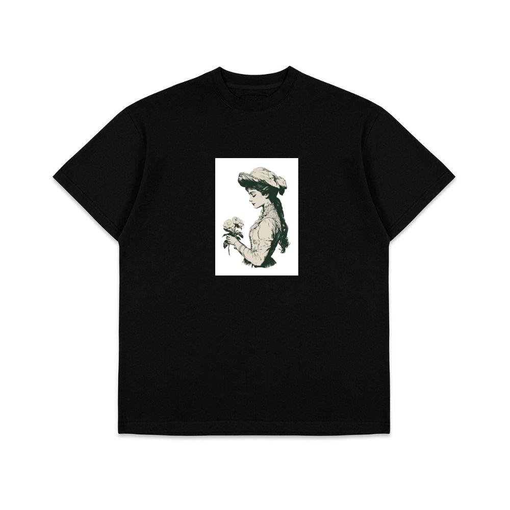 Contemplative Woman with Roses T-Shirts