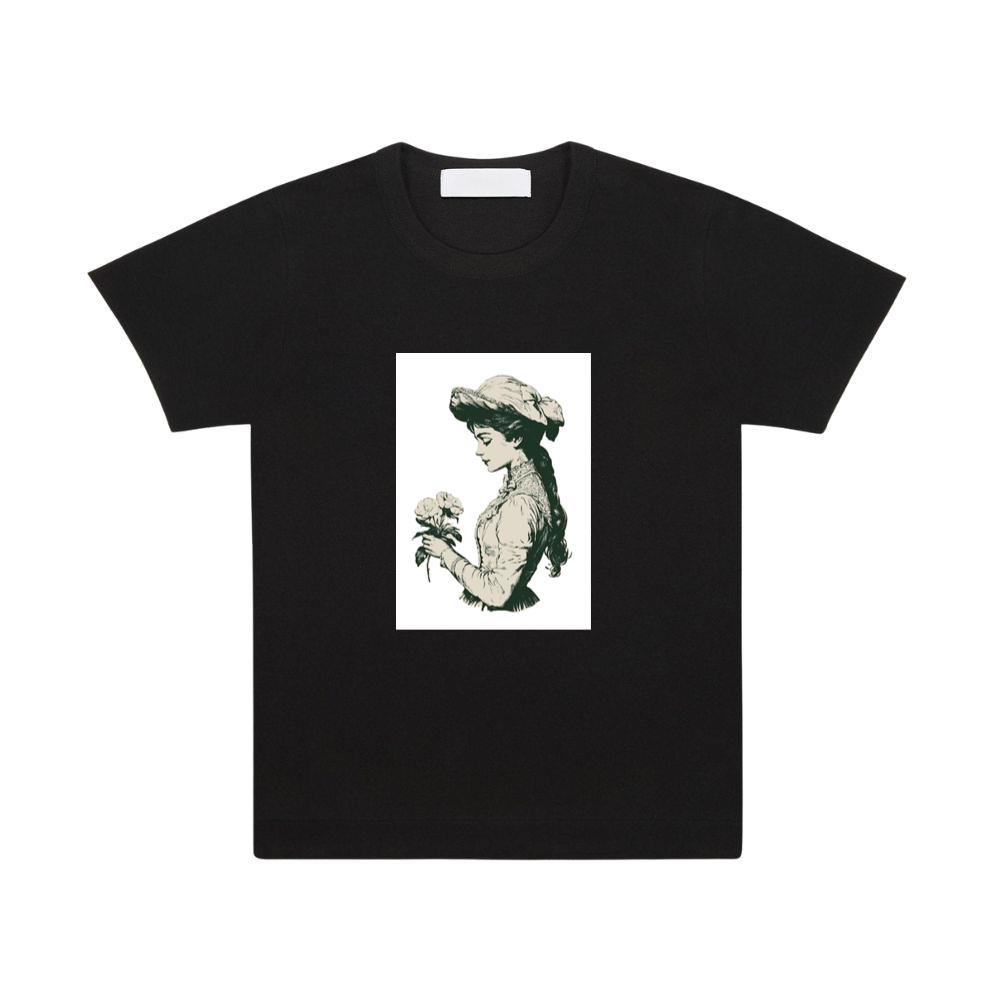 Contemplative Woman with Roses T-Shirts