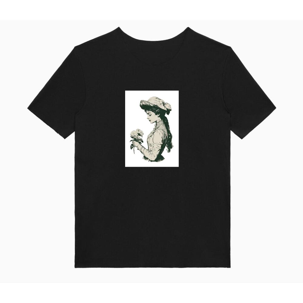 Contemplative Woman with Roses TShirts Tickertaz