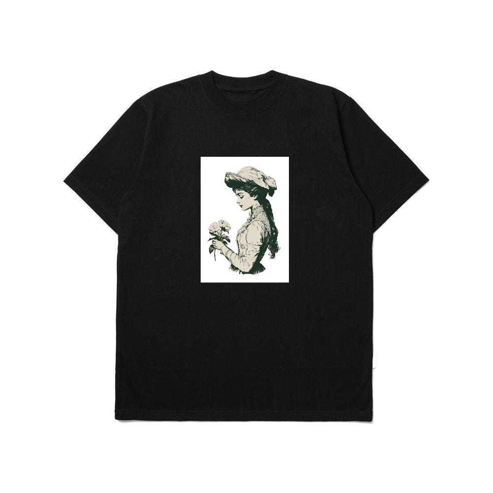 Contemplative Woman with Roses T-Shirts