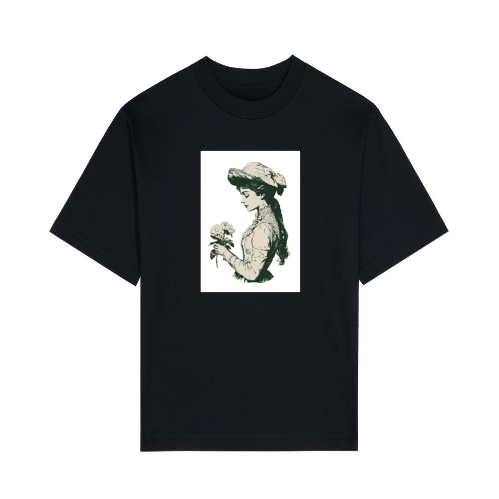 Contemplative Woman with Roses T-Shirts