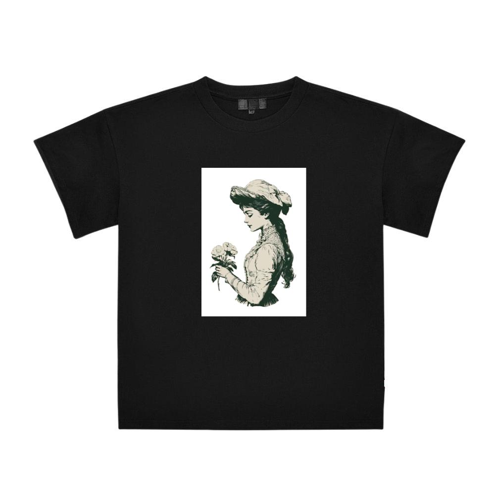 Contemplative Woman with Roses T-Shirts