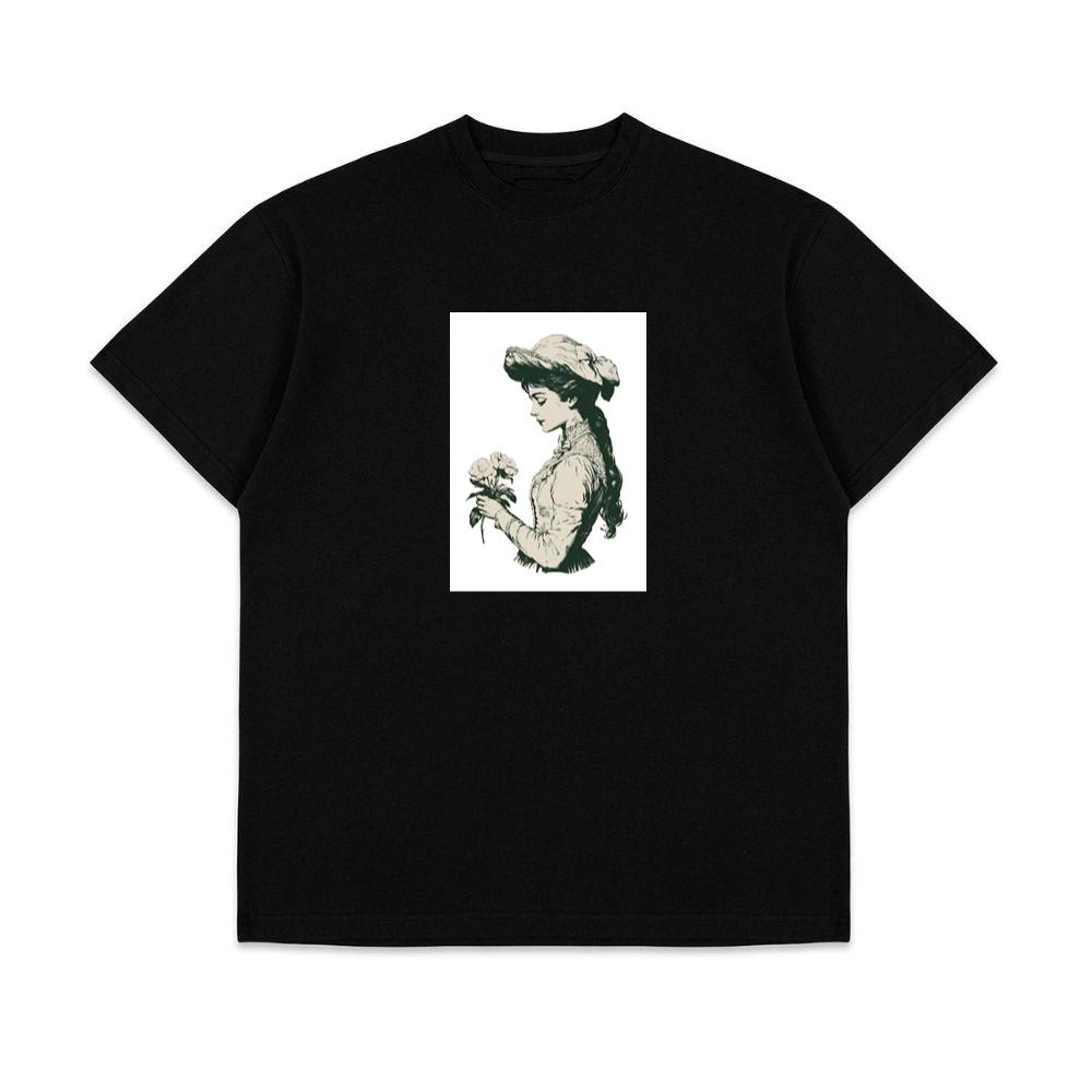 Contemplative Woman with Roses T-Shirts