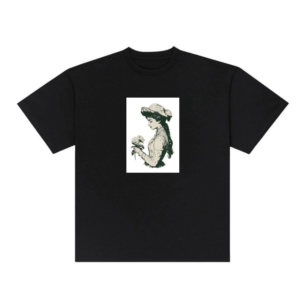 Contemplative Woman with Roses T-Shirts
