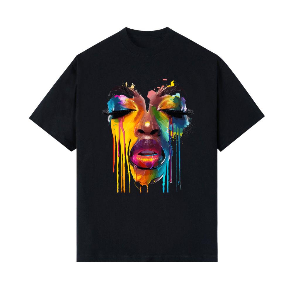 Cool African Woman Afro Color Painted Face Juneteenth Vibes T-Shirt