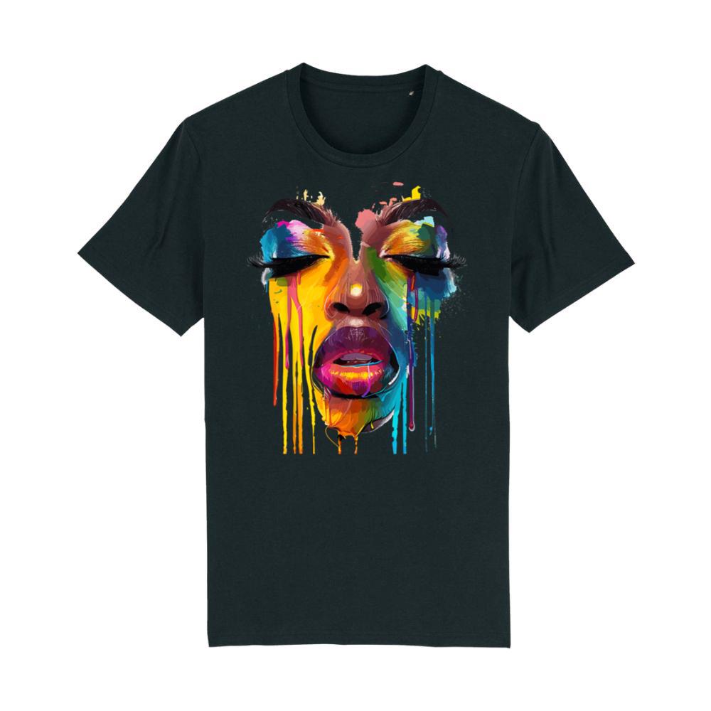 Cool African Woman Afro Color Painted Face Juneteenth Vibes T-Shirt 