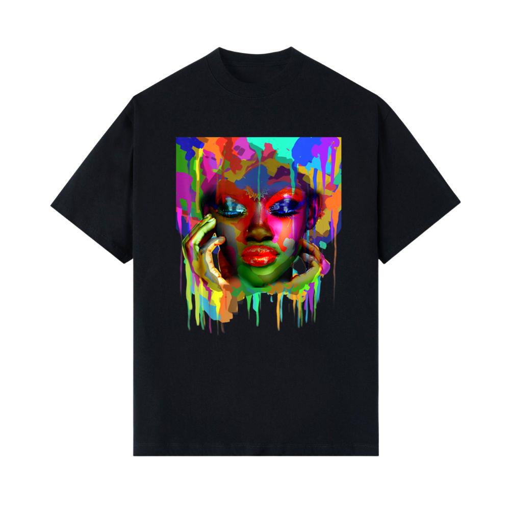 Cool African Woman Afro Color Painted Face T-Shirt