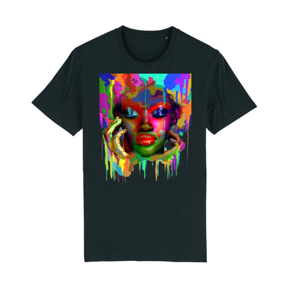 Cool African Woman Afro Color Painted Face T-Shirt 