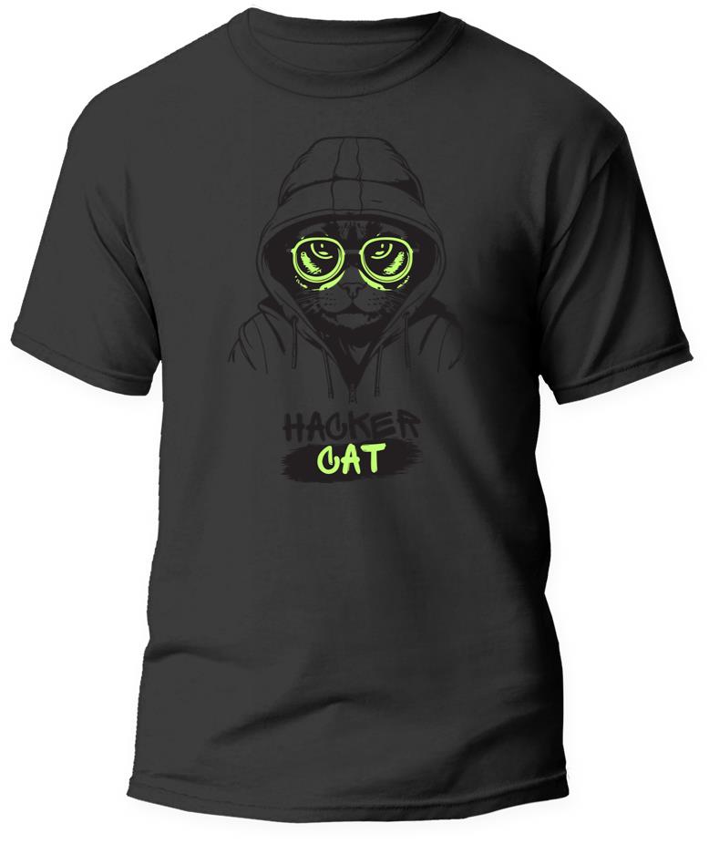 Cool Hacker Cat Graphic Casual Wear Top T-Shirt