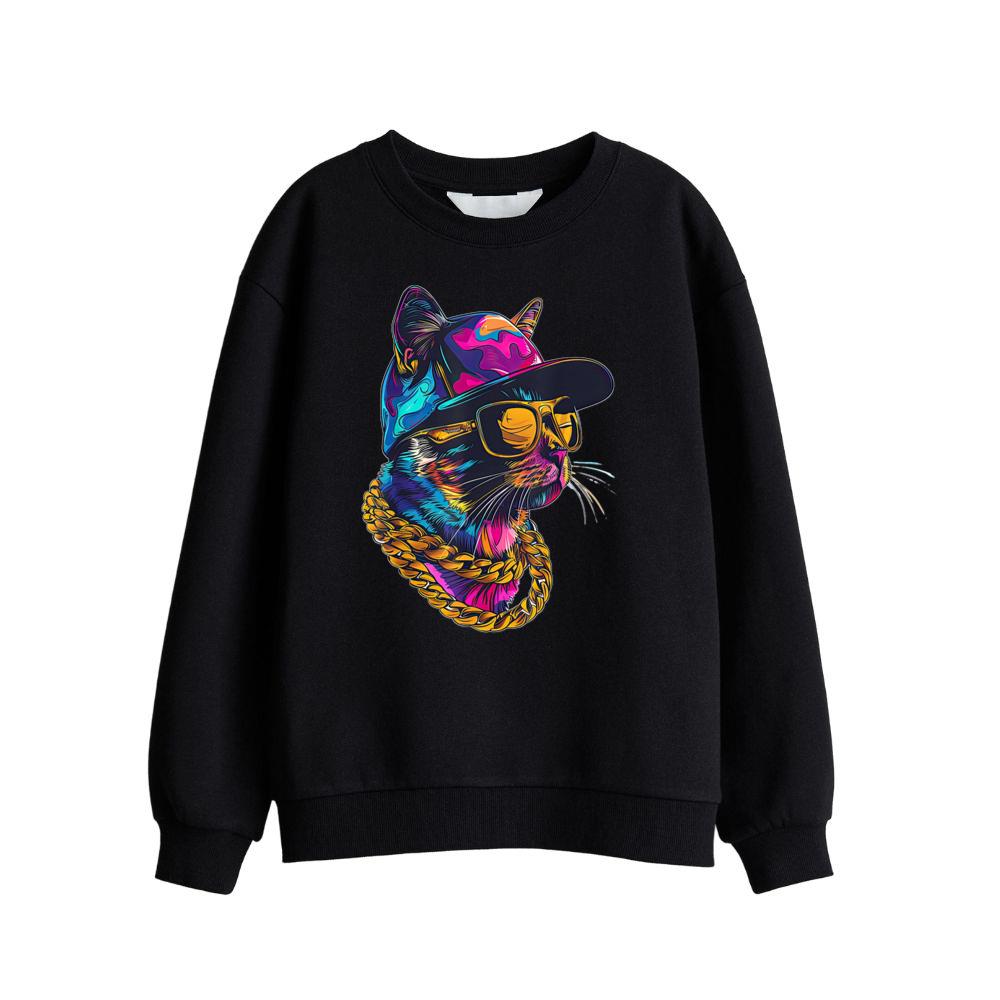Cool Hip Hop Cat Urban Streetwear B-Boy Graffiti Sweatshirt