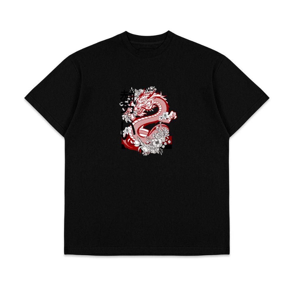 Cool Japanese Dragon With Flower Casual Wear Top Unisex T-Shirts