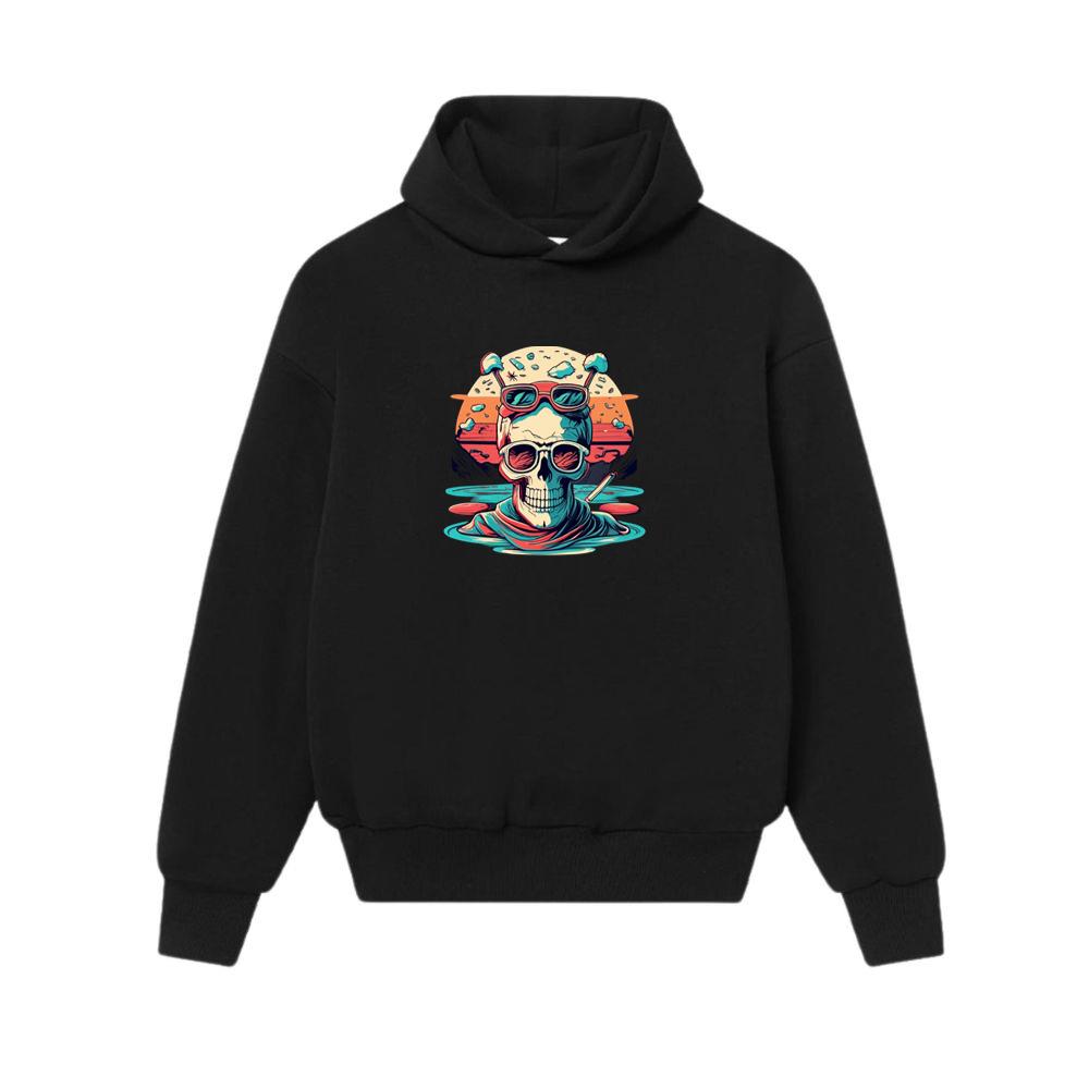 Cool Skeleton With Glasses Vintage Hoodies