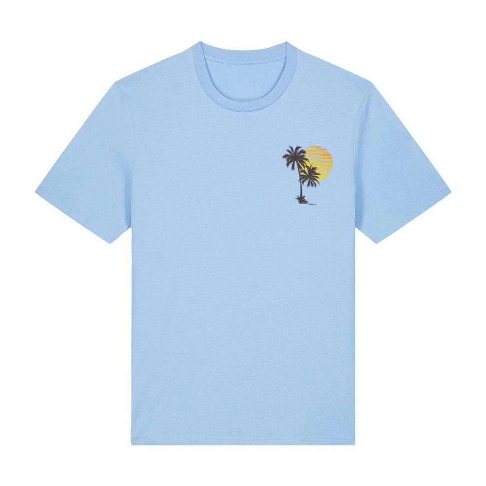 Cool Summer Vacation Men Women Sunset Beach Palm Tree T-Shirt