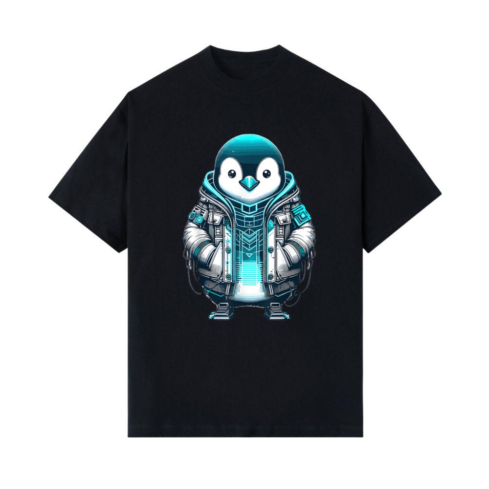 Cool Synthwave Cyberpunk Penguin Lover Futuristic Penguin T-Shirt