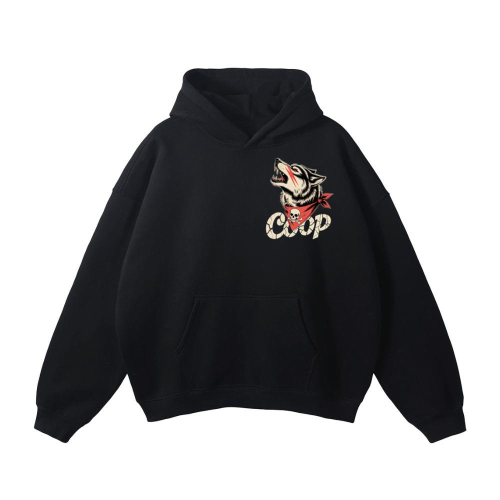 Coop Wolf Howling Retro Style Design Hoodie
