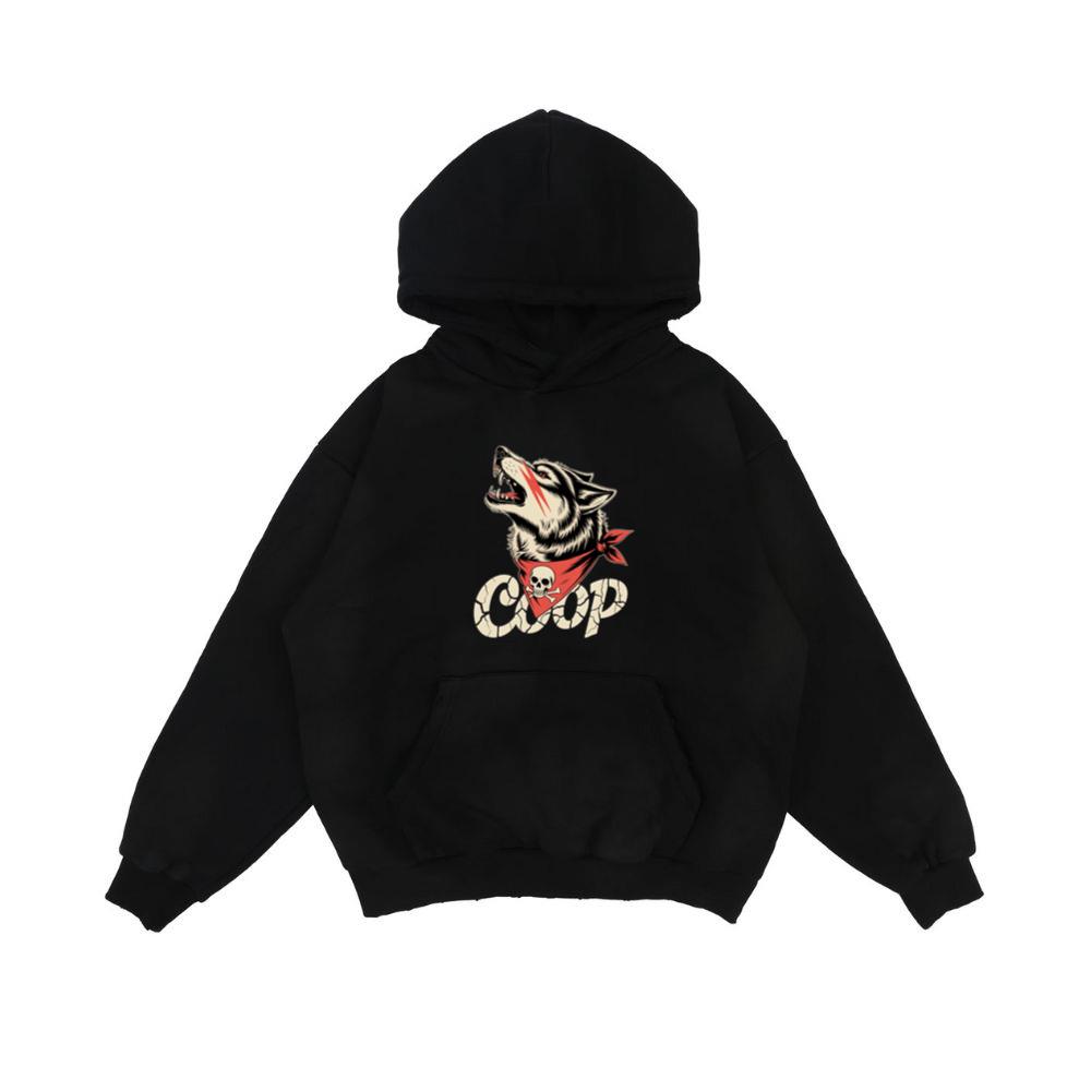 Coop Wolf Howling Retro Style Design Hoodie