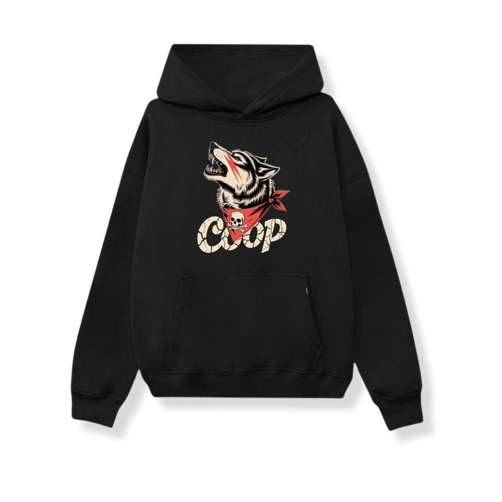 Coop Wolf Howling Retro Style Design Hoodie