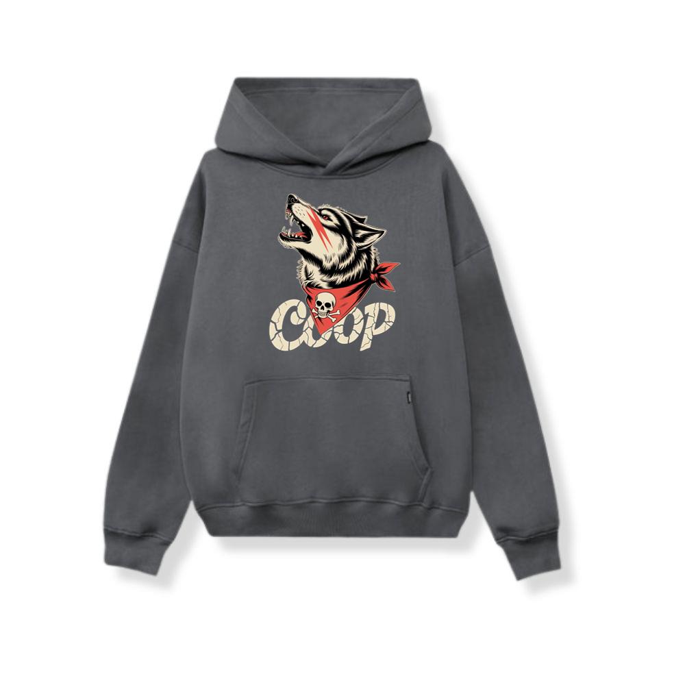 Coop Wolf Howling Retro Style Design Hoodie - Image 3