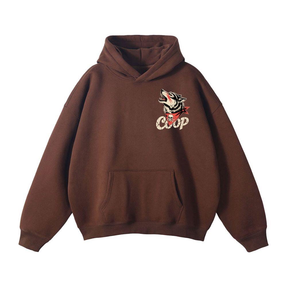 Coop Wolf Howling Retro Style Design Hoodie - Image 2