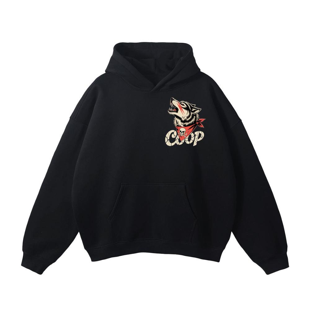 Coop Wolf Howling Retro Style Design Hoodie