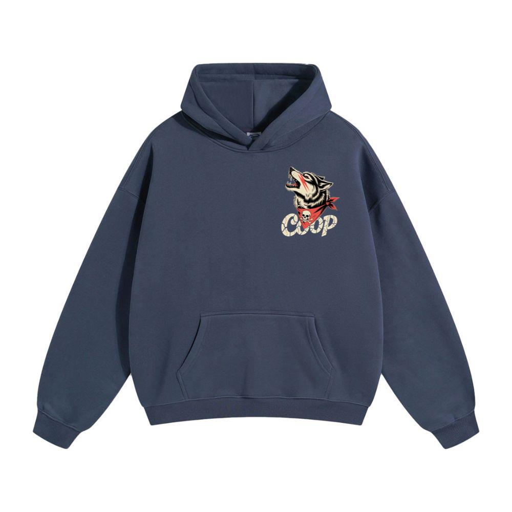 Coop Wolf Howling Retro Style Design Hoodie - Image 3