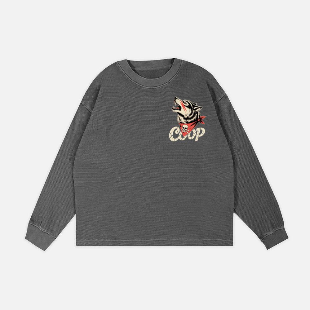 Coop Wolf Howling Retro Style Design Sweatshirt